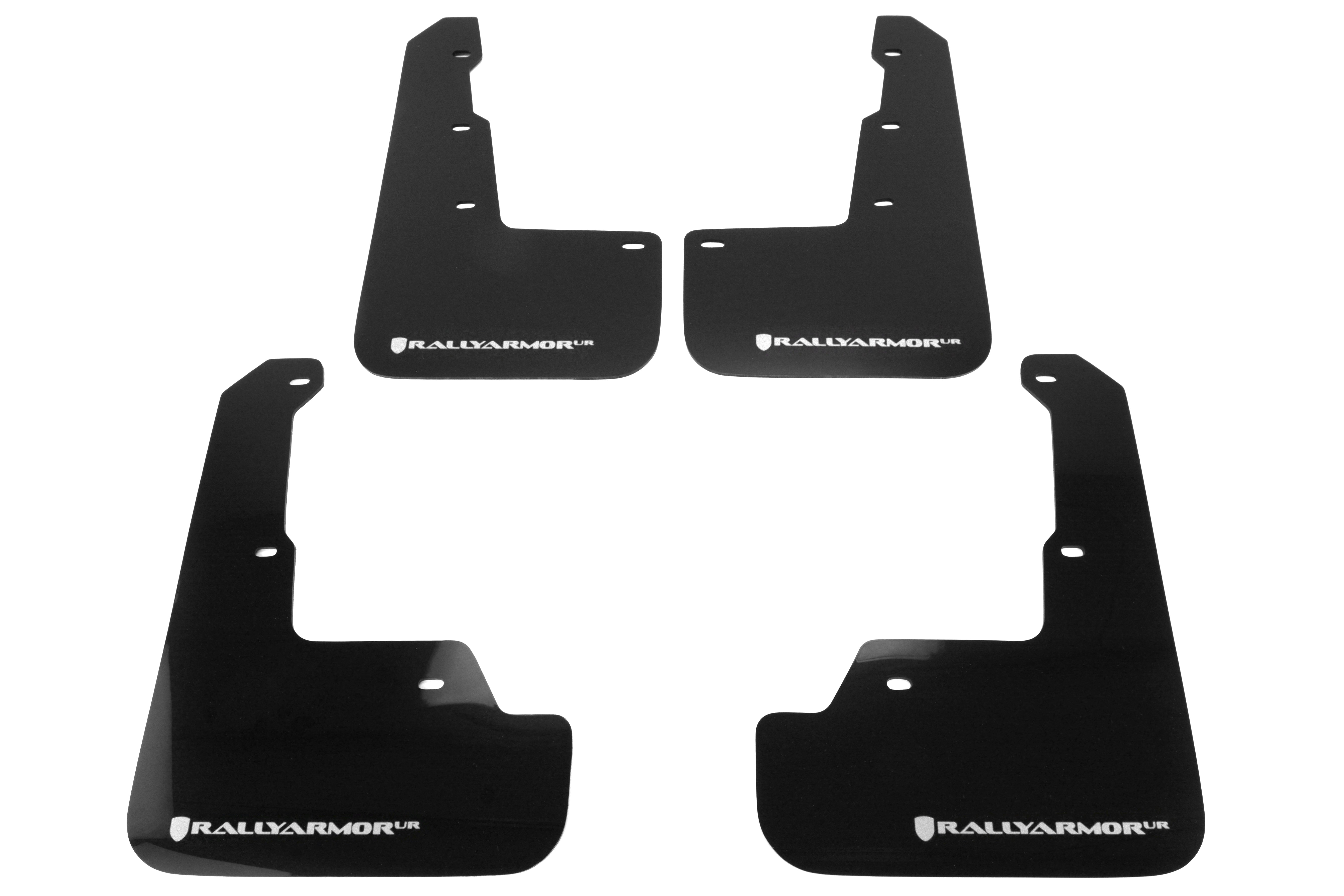 Rally Armor UR Mudflaps Black Urethane White Logo - 2015-2021 Subaru WRX / STI
